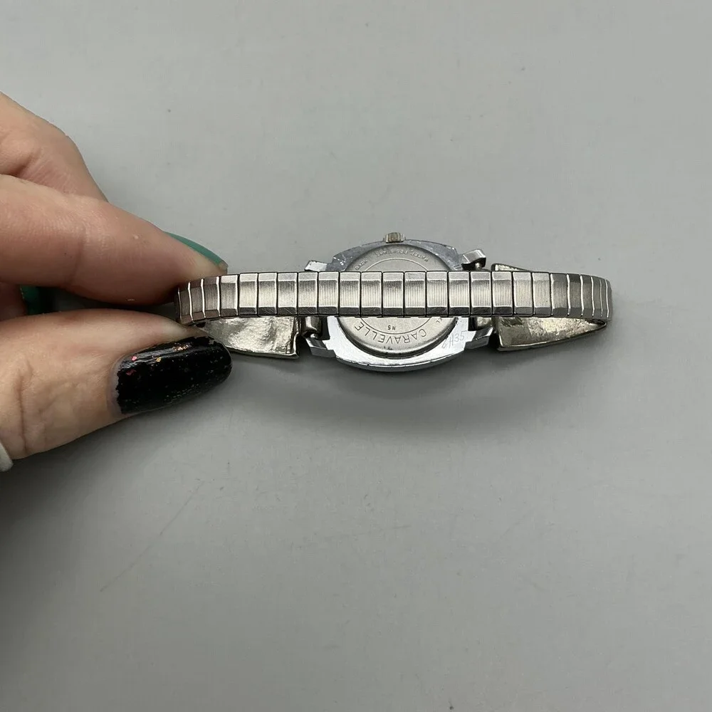 Vtg Caravelle Womens Watch 23mm Sterling Native American Signed Turquoise Manual